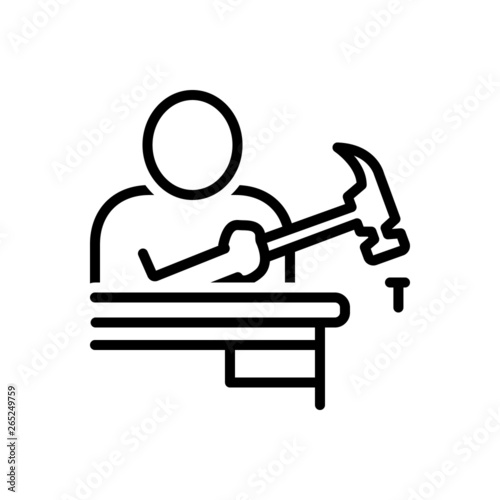Black line icon for noob inexperienced