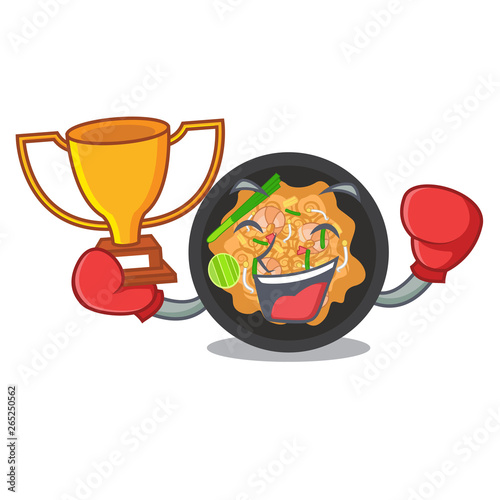 Boxing winner pat thai on the mascot plate