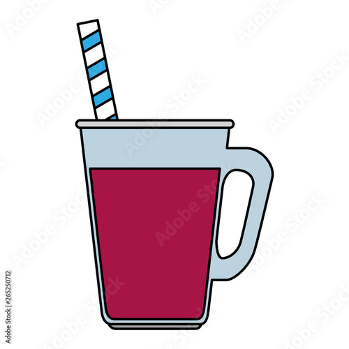 jar with beverage and straw