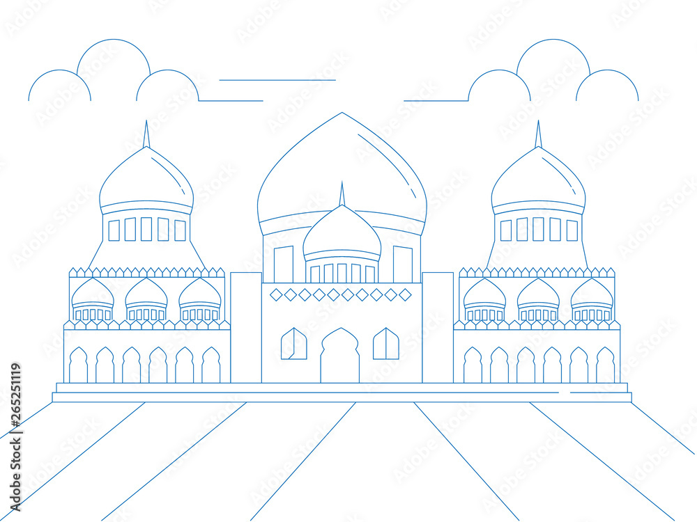 handrawn mosque building handrawn mosque building