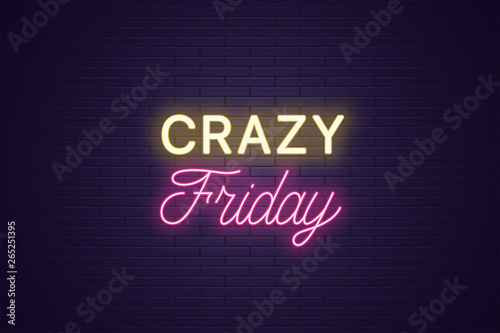 Neon composition of headline Crazy Friday. Text