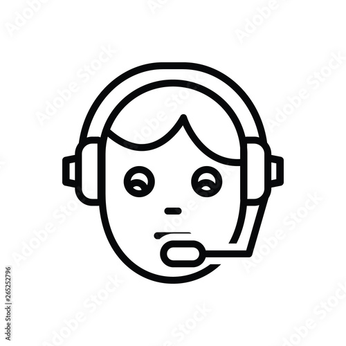 Black line icon for support telecommunications 