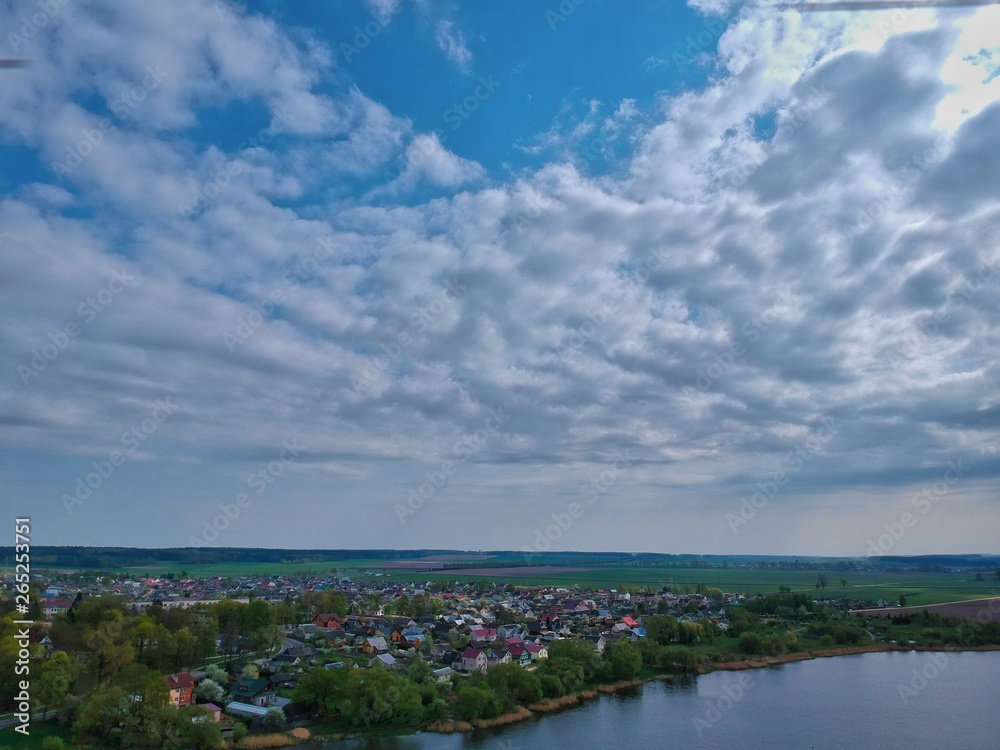 Aerial view of Nesvizh in Minsk region of Belarus