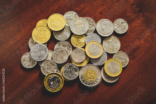 Coins of several countries.