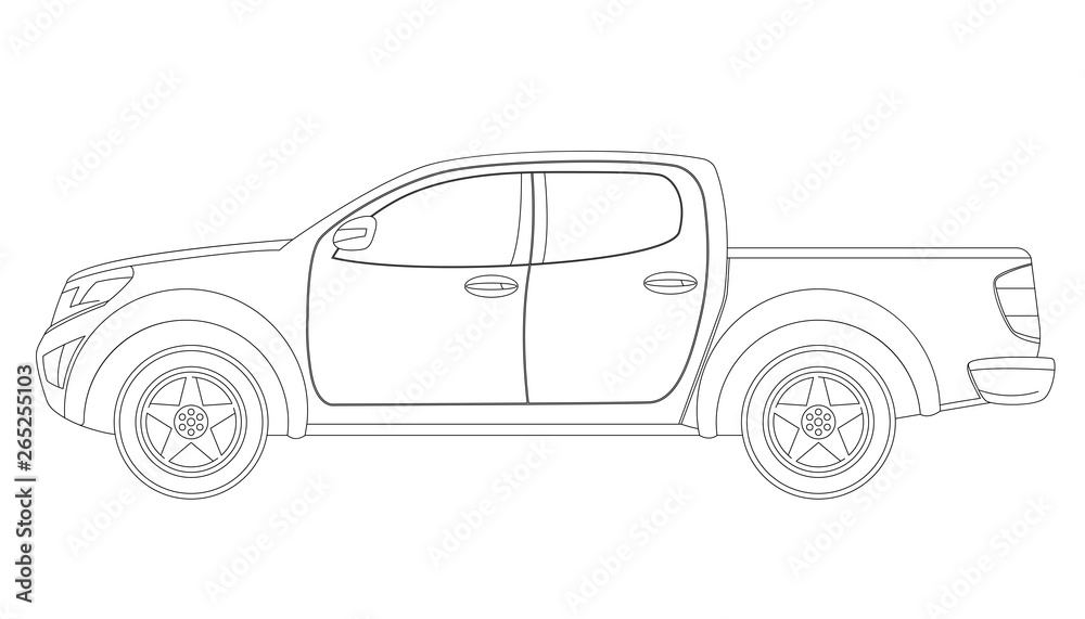 modern car,vector illustration , lining draw,profile