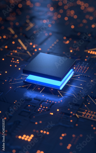 Obraz na płótnie Central Computer Processors CPU concept. 3d rendering,conceptual image. w salonie