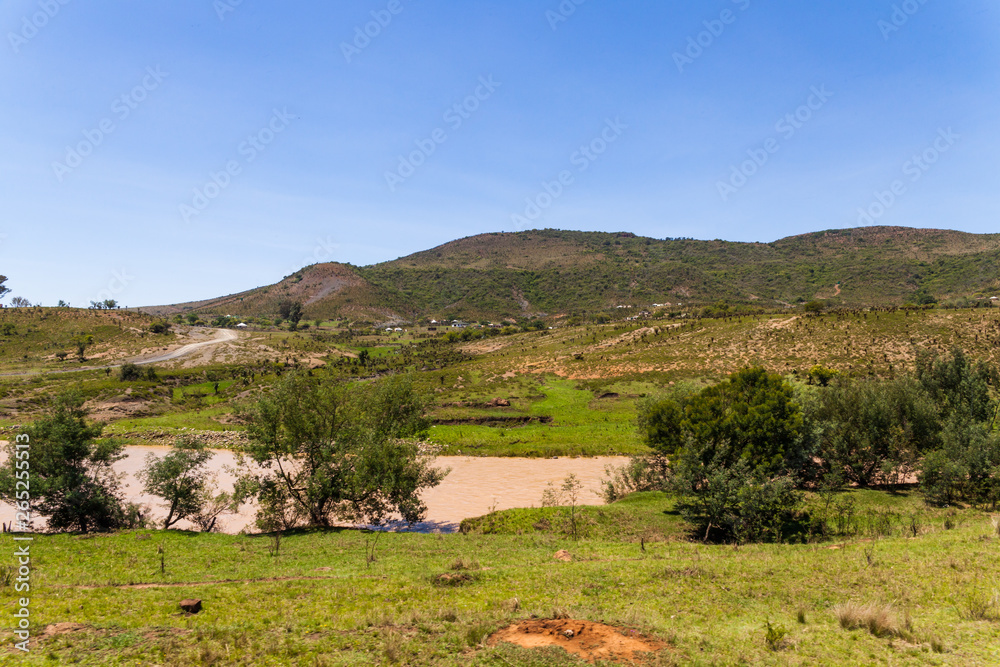 Obraz premium The rural landscape along the Ngwangwane river in Kwa zulu natal, South Africa.