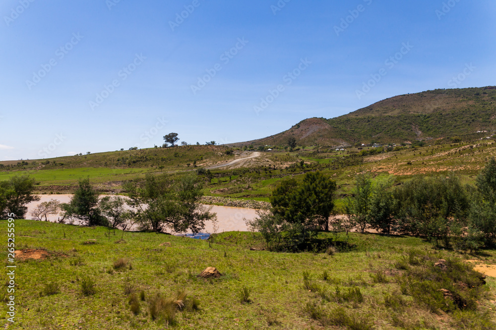 The rural landscape along the Ngwangwane river in Kwa zulu natal, South Africa.