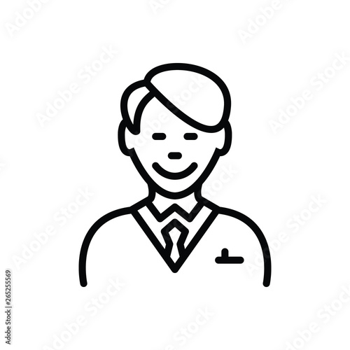 Black line icon for happy