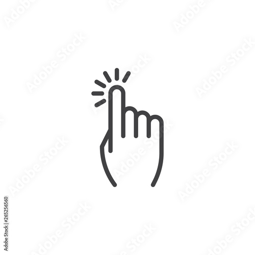 Clicking finger line icon. Hand Click linear style sign for mobile concept and web design. Finger touch gesture outline vector icon. Symbol, logo illustration. Pixel perfect vector graphics