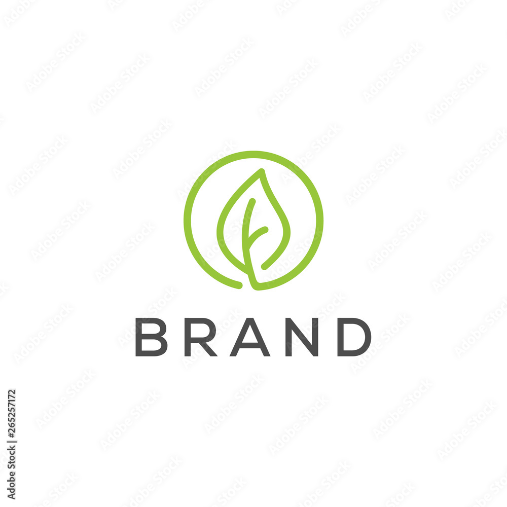 simple leaf line logo design simple leaf line logo design