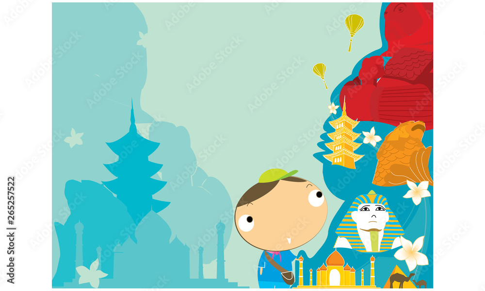 Fototapeta premium Kids travel around the world