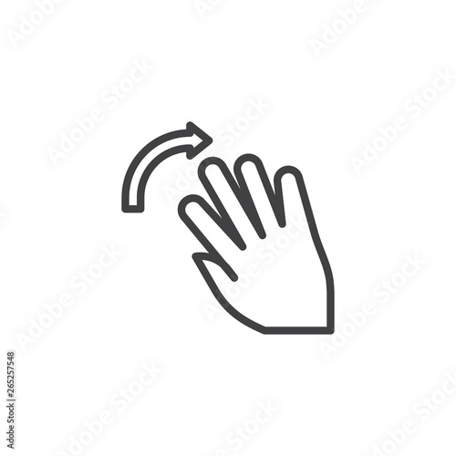 5x flick right line icon. Swipe right hand Click linear style sign for mobile concept and web design. Five finger touch gesture outline vector icon. Symbol, logo illustration. Pixel perfect vector 