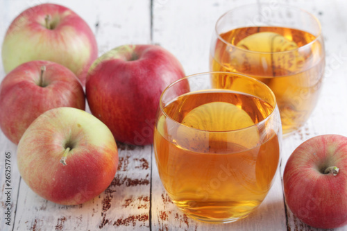 Glasses with apple juice