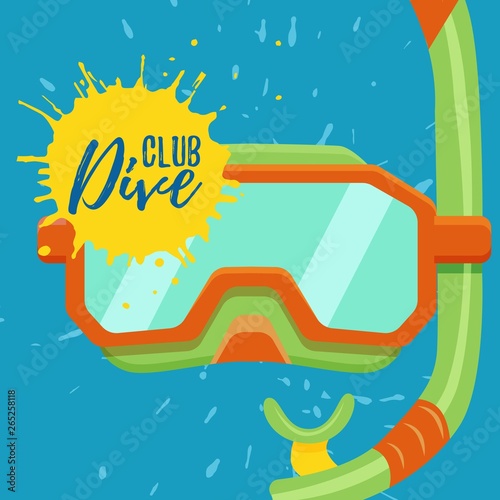 Snorkeling and diving center vector logo illustration. Colorful scuba sign icon photo