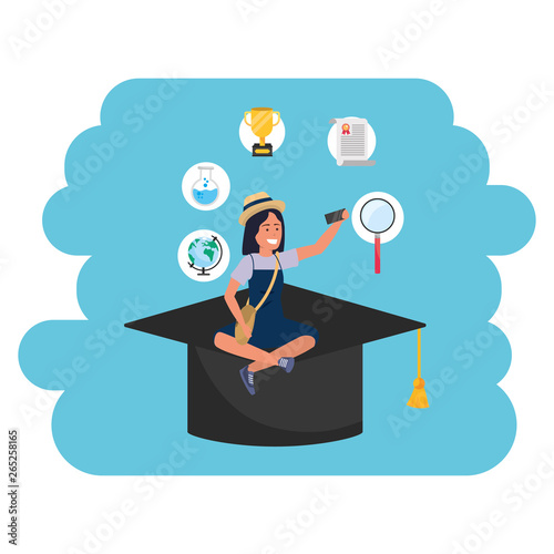 Online education millennial student academic hat