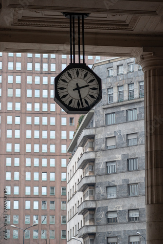 Clock at Central railway station of Milan, Italy