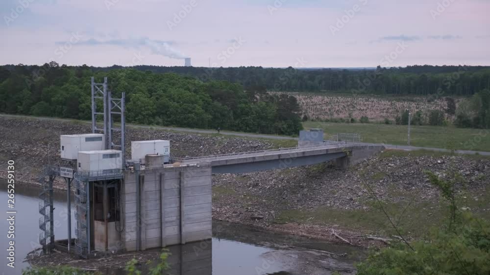Jordan Lake Dam and Water Conveyance structures near Raleigh, North Carolina. Jordan Lake supplies water Wake County and surrounding municipalities