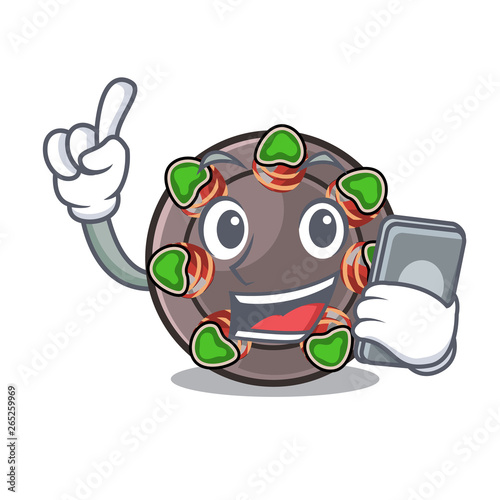 With phone escargot isolated with in the mascot