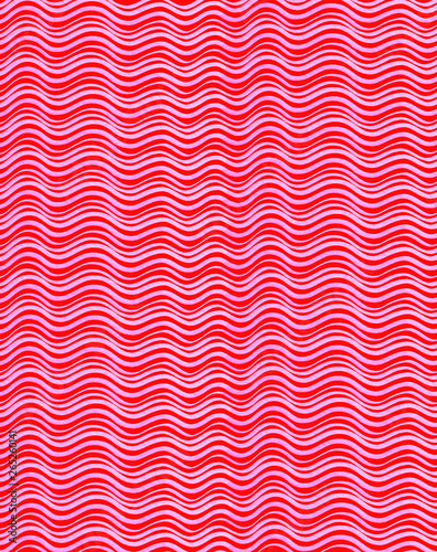 bright pink-red watercolor background with wavy lines
