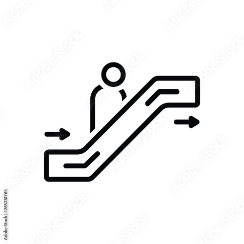 Black line icon for escalator 