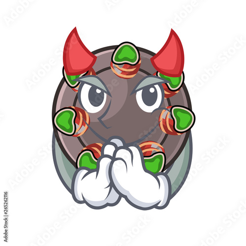 Devil fried escargot in a cartoon hot pan