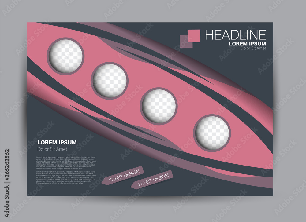 Landscape wide flyer template. Billboard banner abstract background design. Business, education, presentation, advertisement concept. Pink color. Vector illustration. Landscape wide flyer template. Billboard banner abstract background design. Business, education, presentation, advertisement concept. Pink color. Vector illustration.