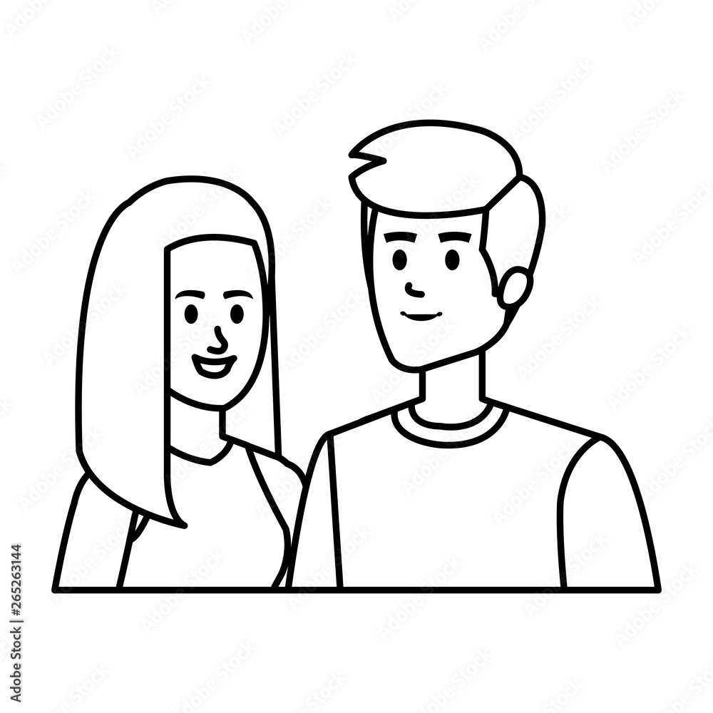 young couple avatars characters