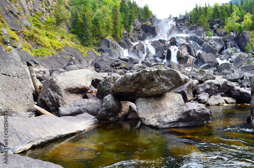 Summer landscape of Uchar waterfall in Altai mountains, Altai Republic, Siberia, Russia