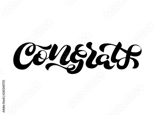 Congrats brush lettering. Vector illustration for clothes or card