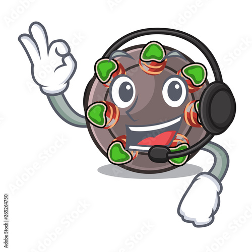 With headphone escargot in the a cartoon shape