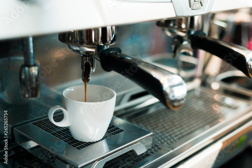 black coffee morning on coffee maker