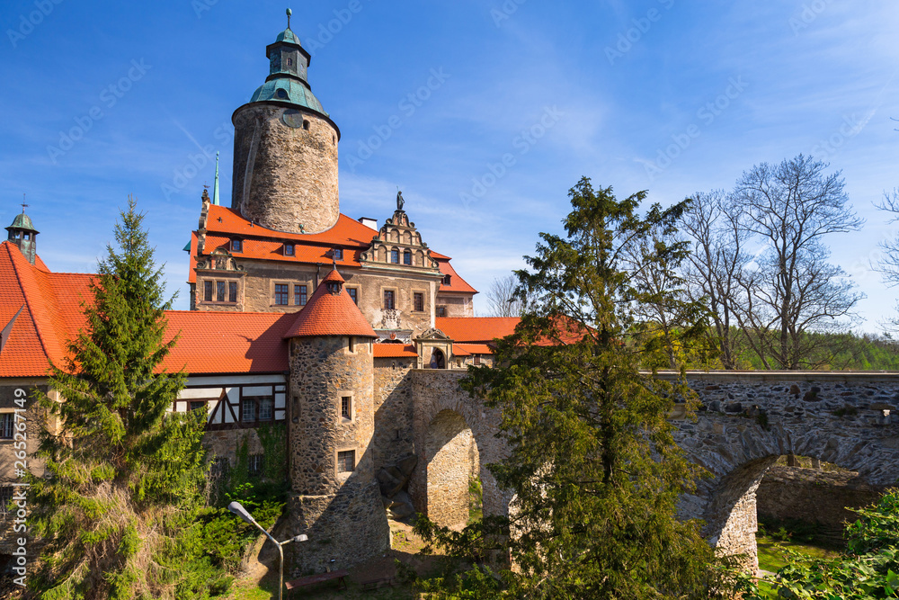 Beautiful Czocha Castle at sunny day in Lower Silesian Voivodeship, Poland