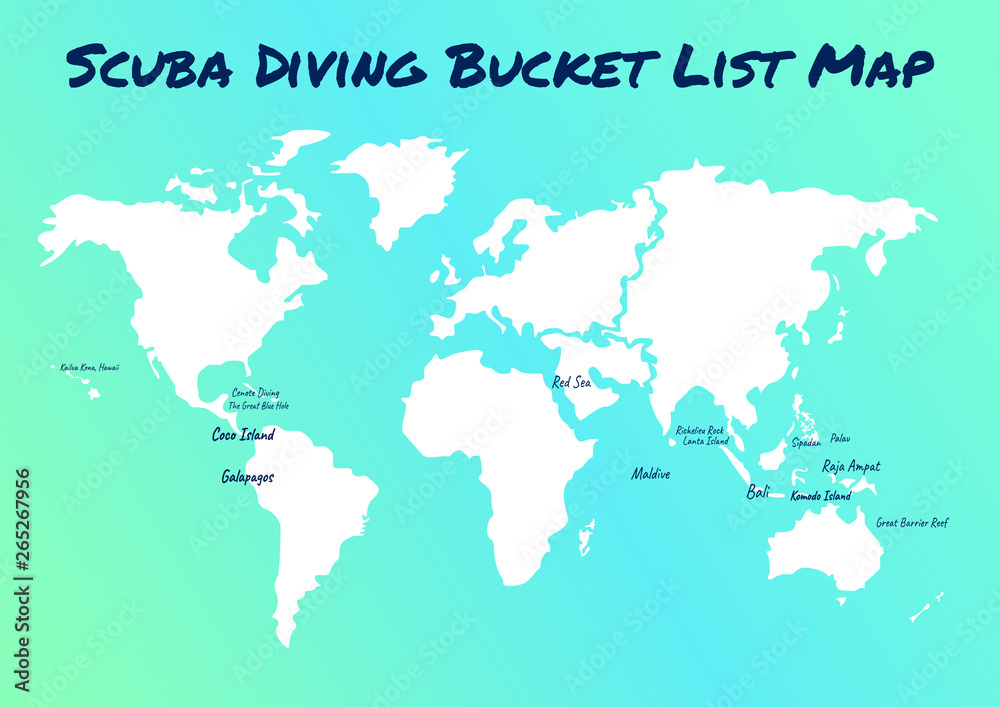 map of scuba diving world best place. Bucket list for all diver vector de  Stock | Adobe Stock