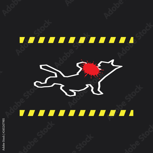 Death dog body with police line illustration .Suitable for t-shirt print, street wear vector illustration