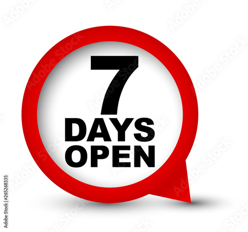 red vector banner seven days open