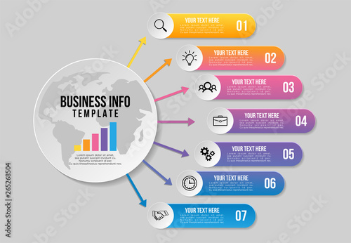 Vector Infographics Elements Template Design with Marketing Icons and options Steps can be used for presentation, diagrams, annual reports, workflow layout