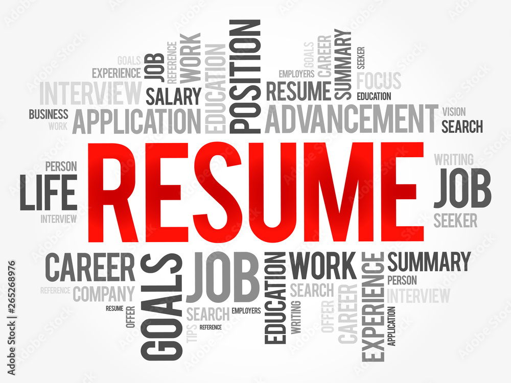 Resume word cloud collage, business concept background Resume word cloud collage, business concept background
