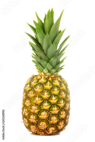 Large fresh ripe fruit pineapple on a white isolated background. fruit, summer. © MK studio