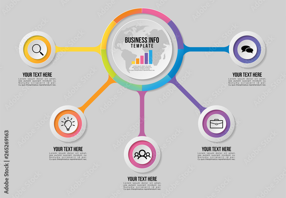 Vector Infographics Elements Template Design with Marketing Icons and options Steps can be used for presentation, diagrams, annual reports, workflow layout