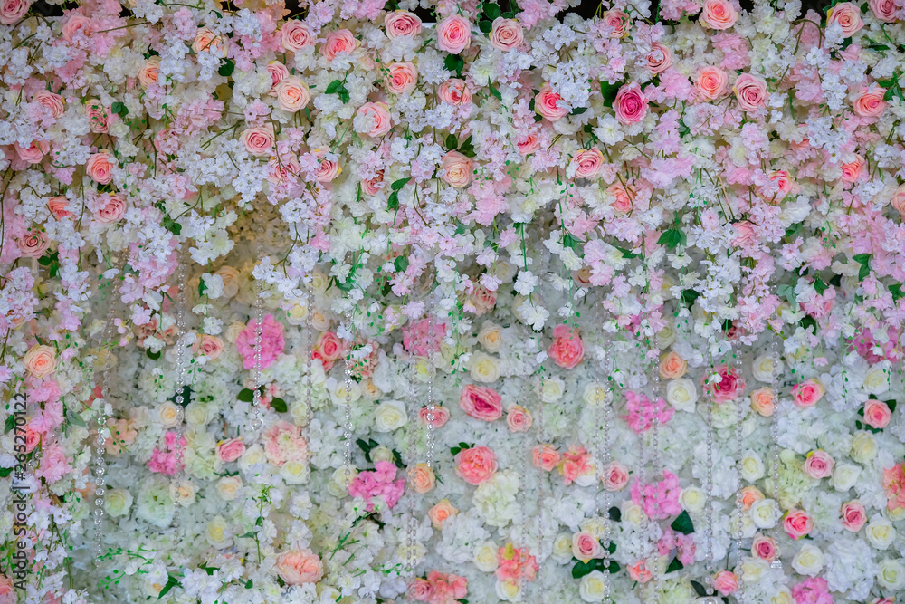 Beautiful flowers background for wedding scene Decoration Beautiful flowers background for wedding scene Decoration