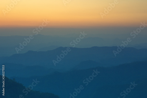 Mountain from the highest point of the sunset view.