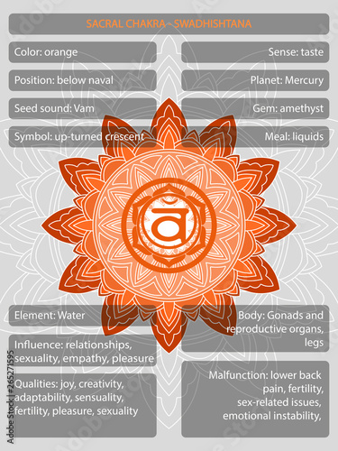 Chakras symbols with description of meanings infographic