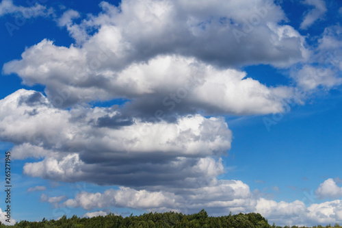 day blue sky with white cumulus cloud closeup as background © westermak15