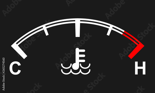 Car engine temperature gauge. Hot and cold symbols. Vector illustration.