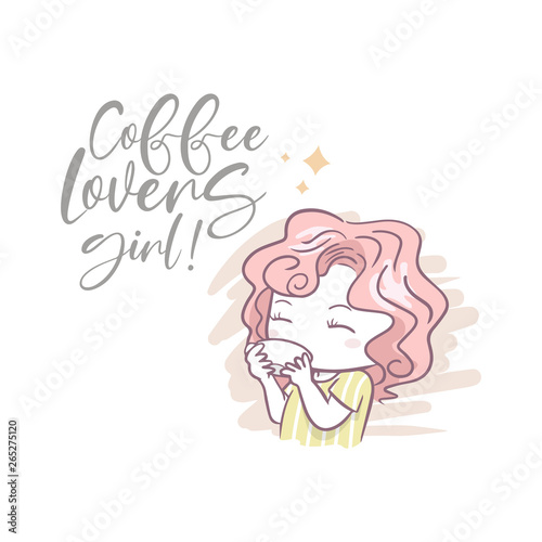 illustration of cute girl with quote