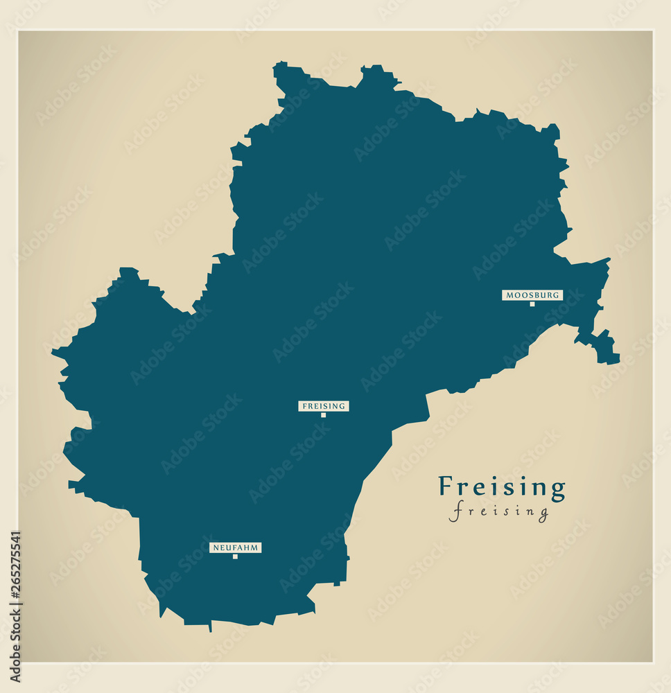 Modern Map - Freising county of Bavaria DE