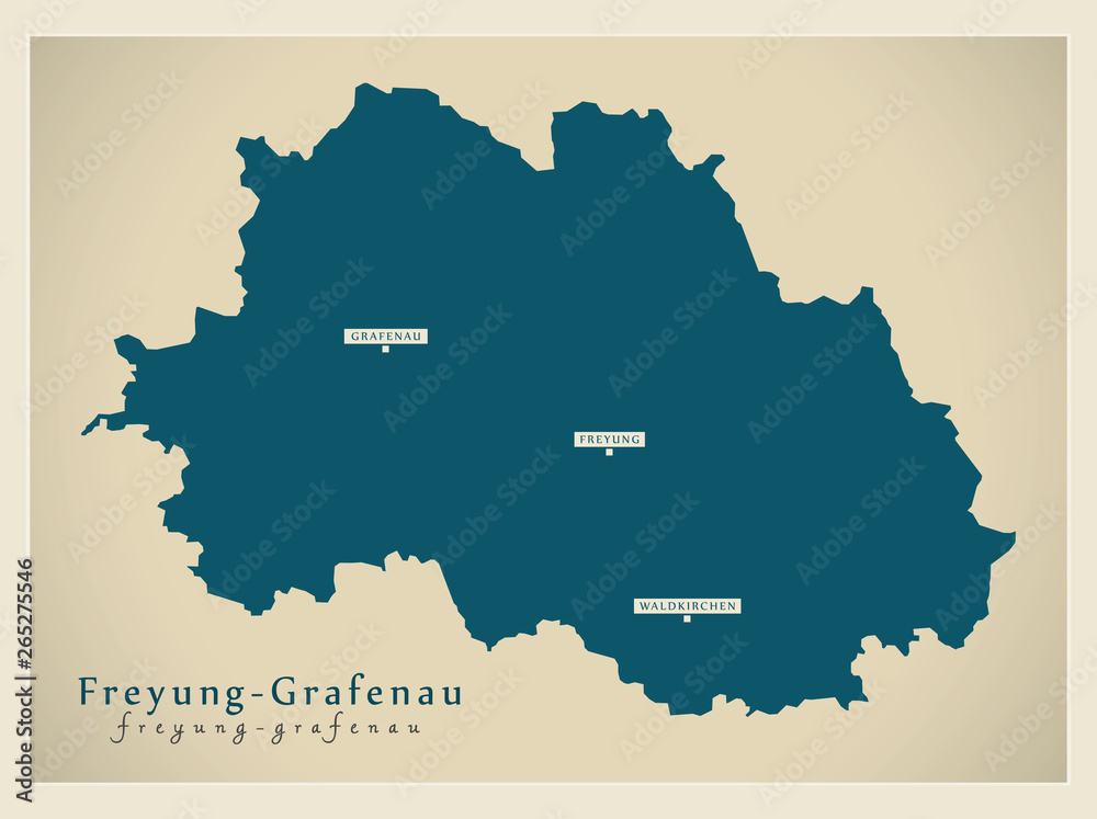 Modern Map - Freyung-Grafenau county of Bavaria DE