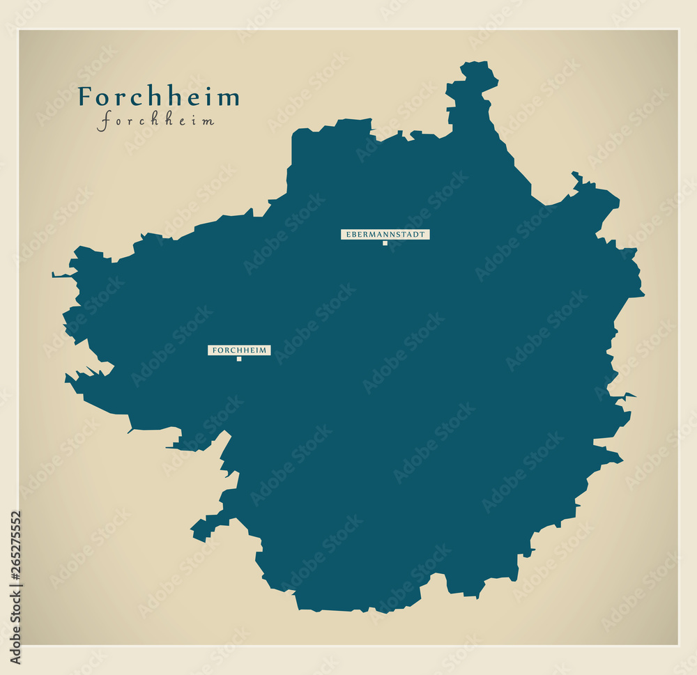 Modern Map - Forchheim county of Bavaria DE