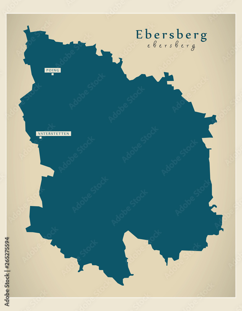 Modern Map - Ebersberg county of Bavaria DE
